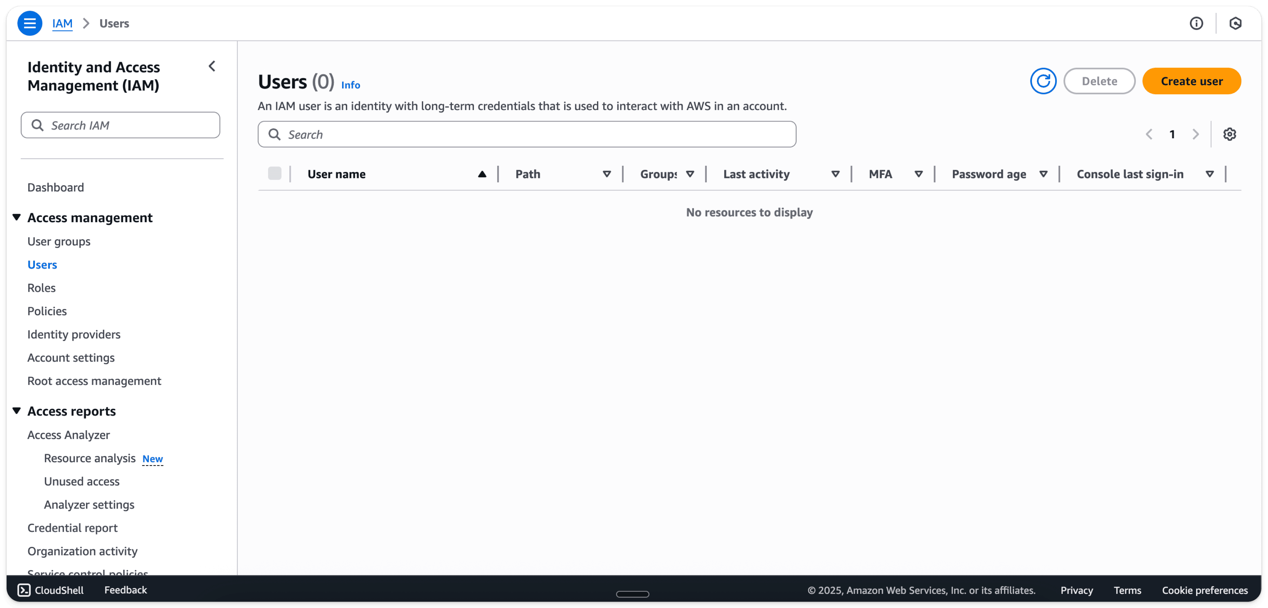 Consola de administración de AWS IAM - Añadir un nuevo usuario