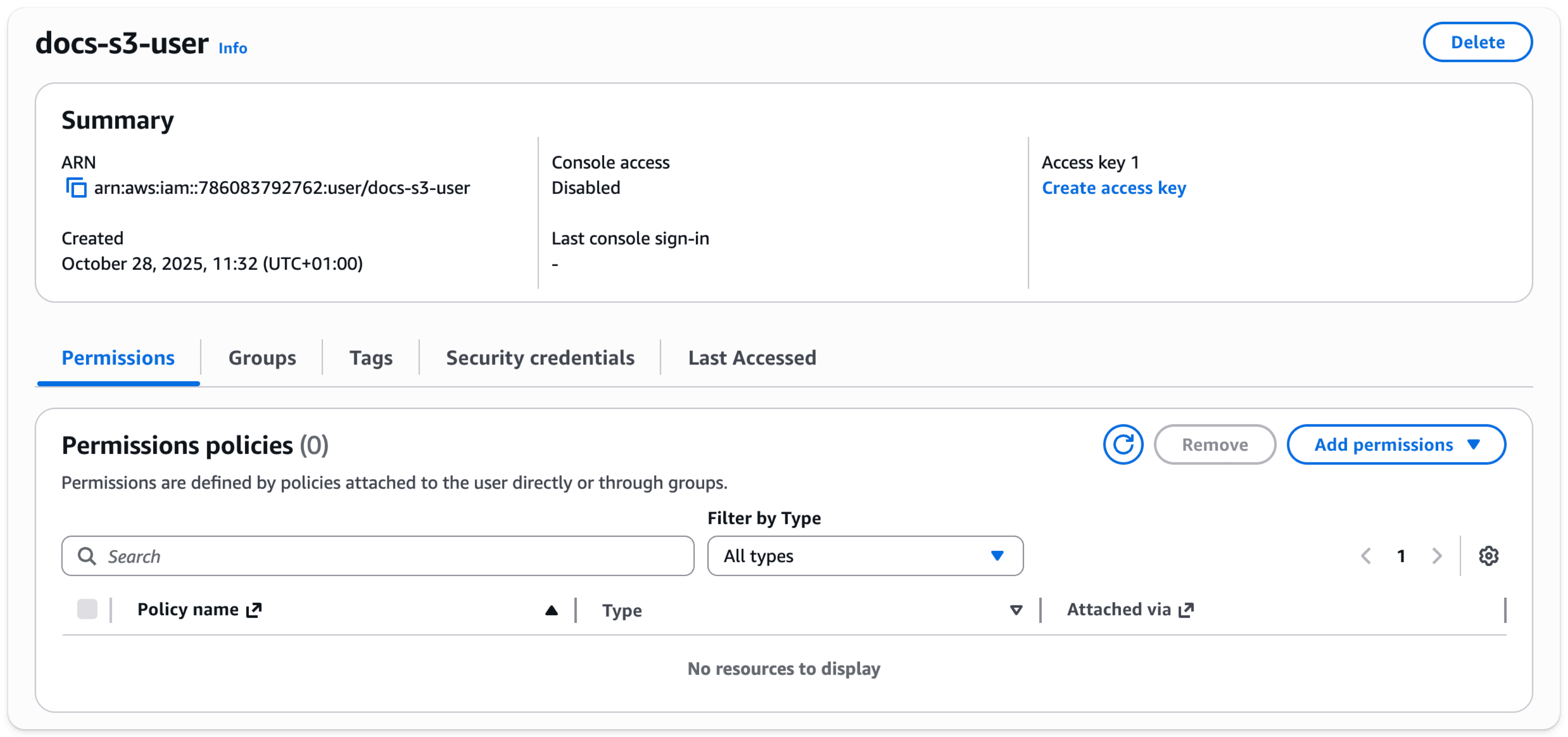 Consola de administración de AWS IAM - Añadir un nuevo usuario