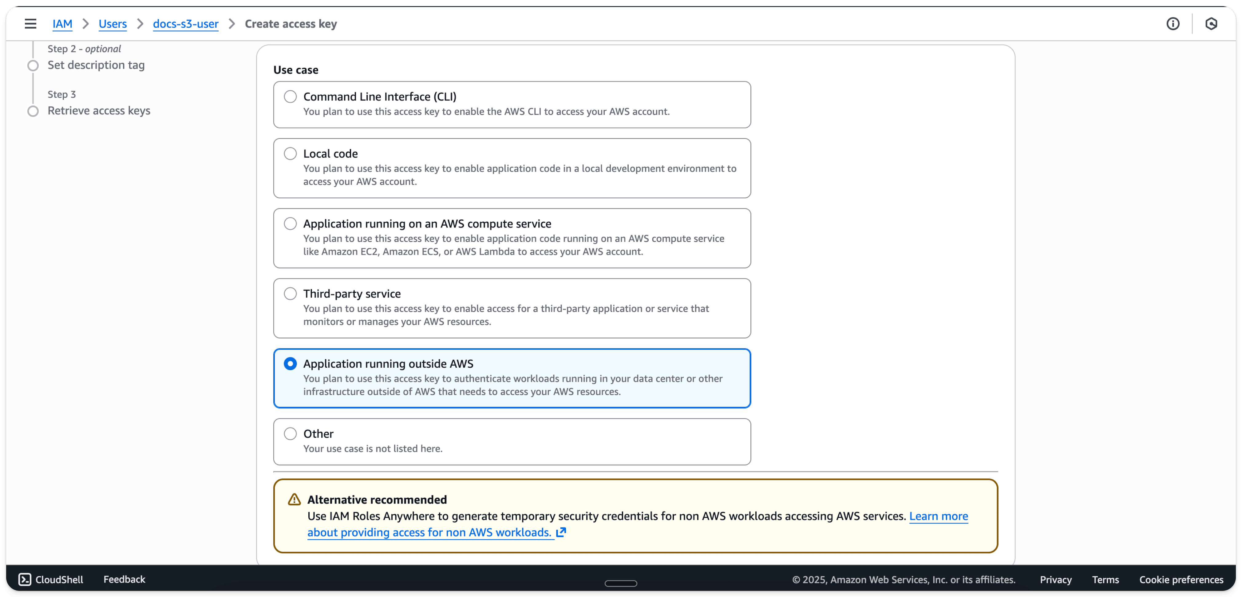 Consola de administración de AWS IAM - Añadir un nuevo usuario