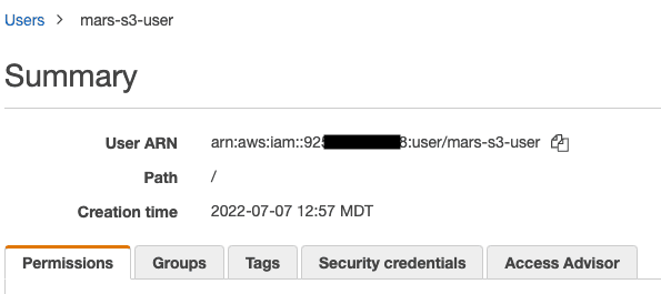 复制 IAM 用户 ARN