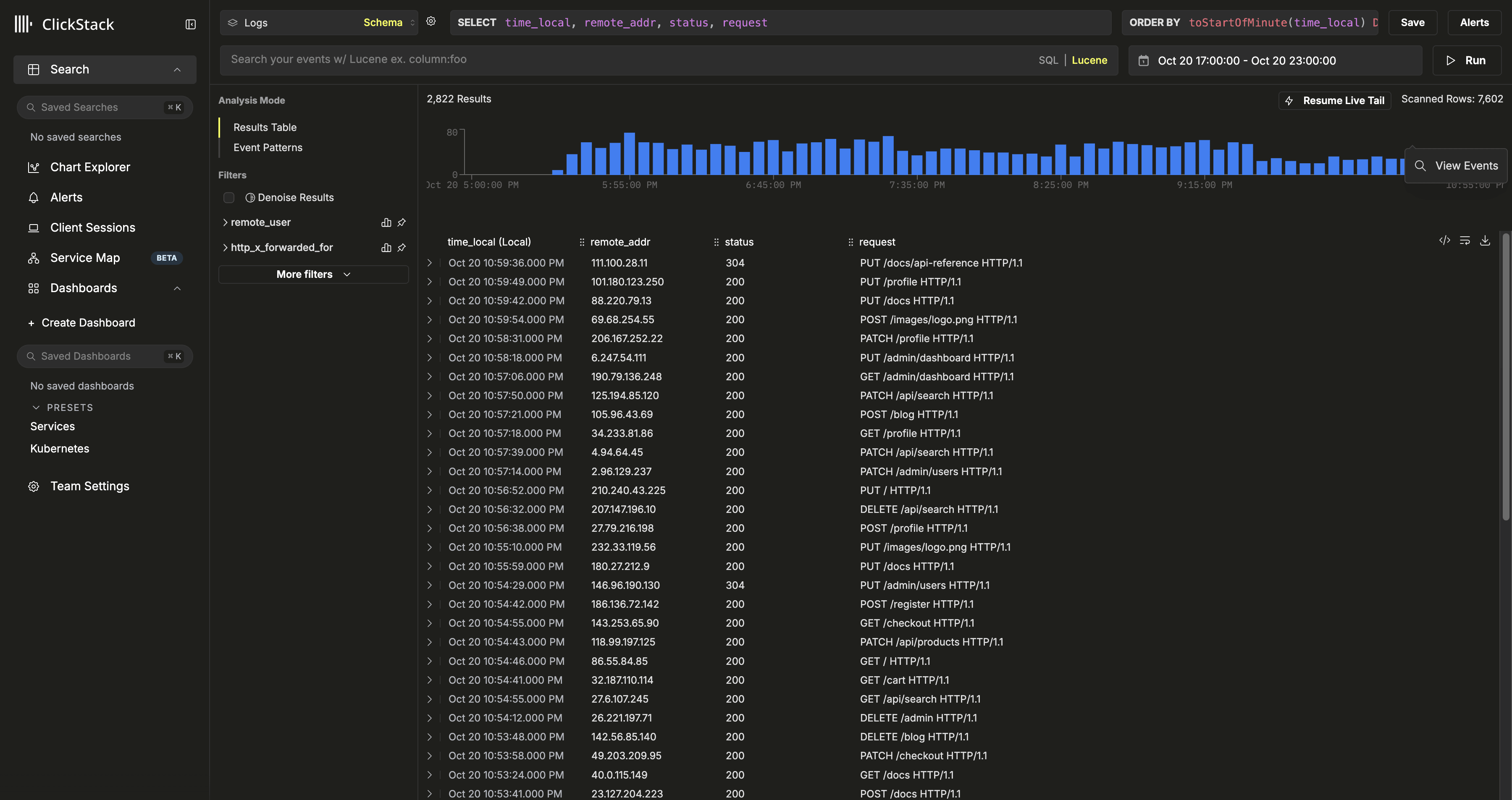 Logs de Nginx en ClickStack
