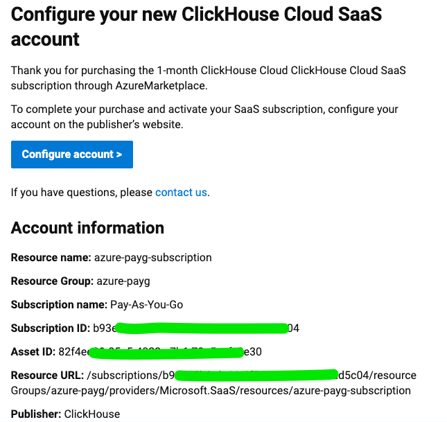 معلومات نموذج التسجيل في ClickHouse Cloud