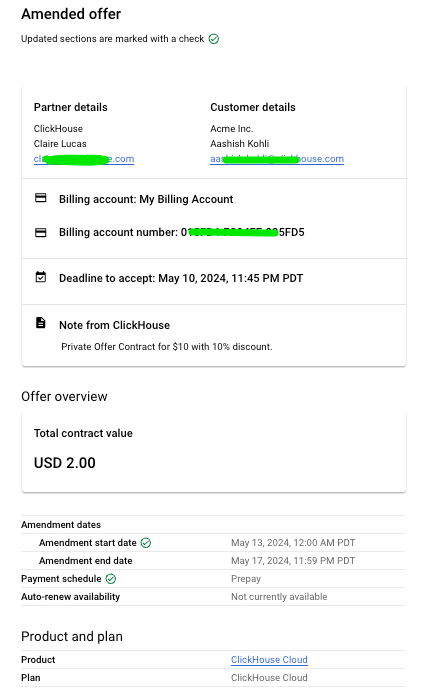 ملخص العرض في GCP Marketplace