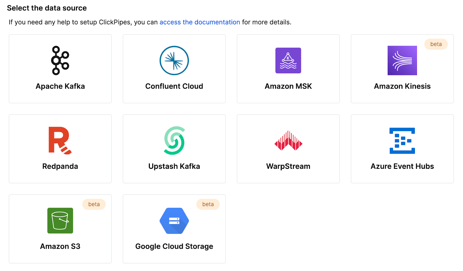 Interfaz de ClickPipes que muestra las opciones de configuración de la integración de Amazon Kinesis