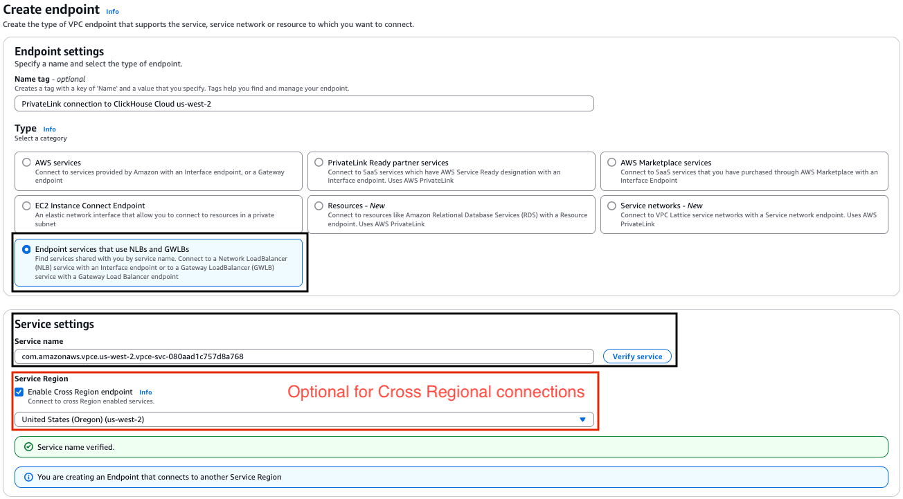 AWS PrivateLink 端点设置