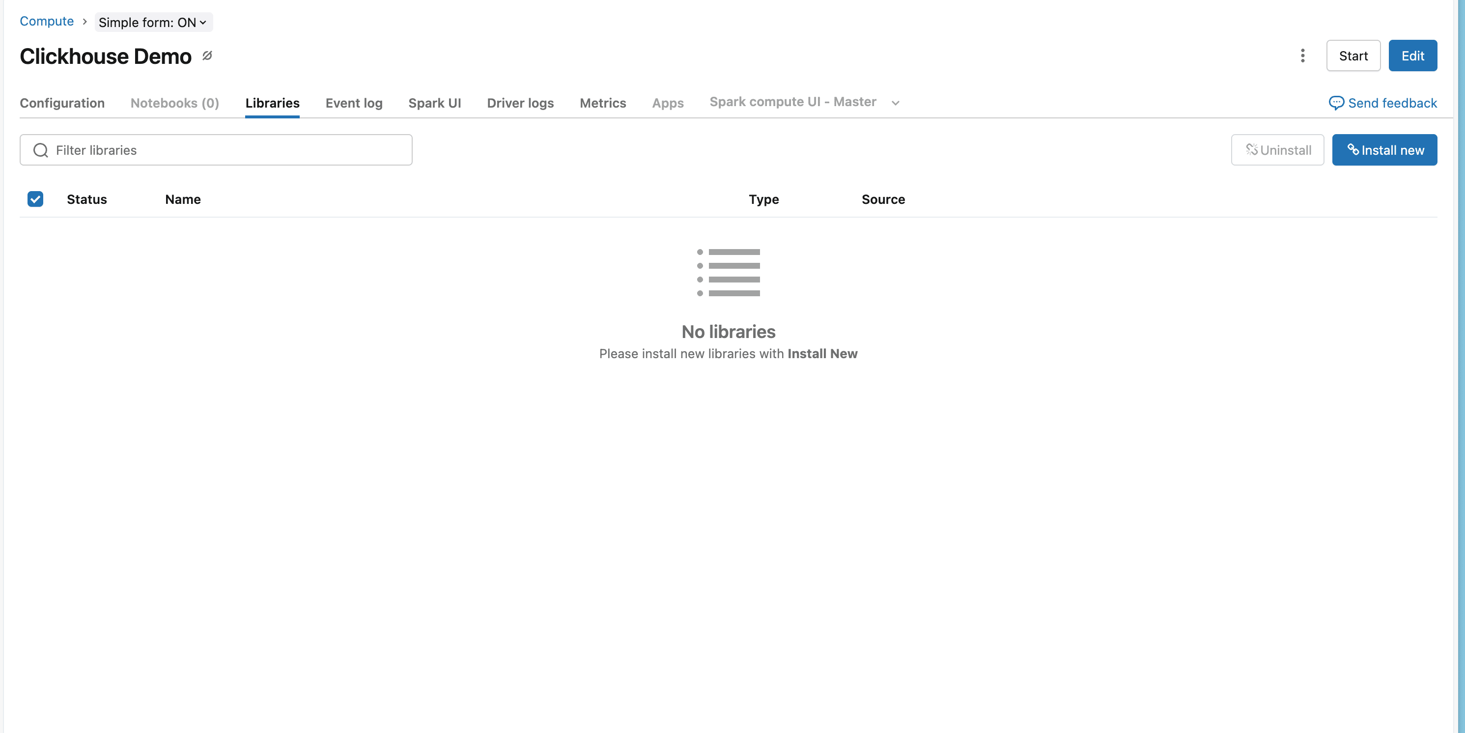 Onglet Databricks Libraries