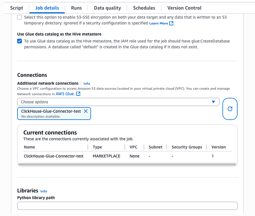 Configuración de conexiones de Notebook de Glue