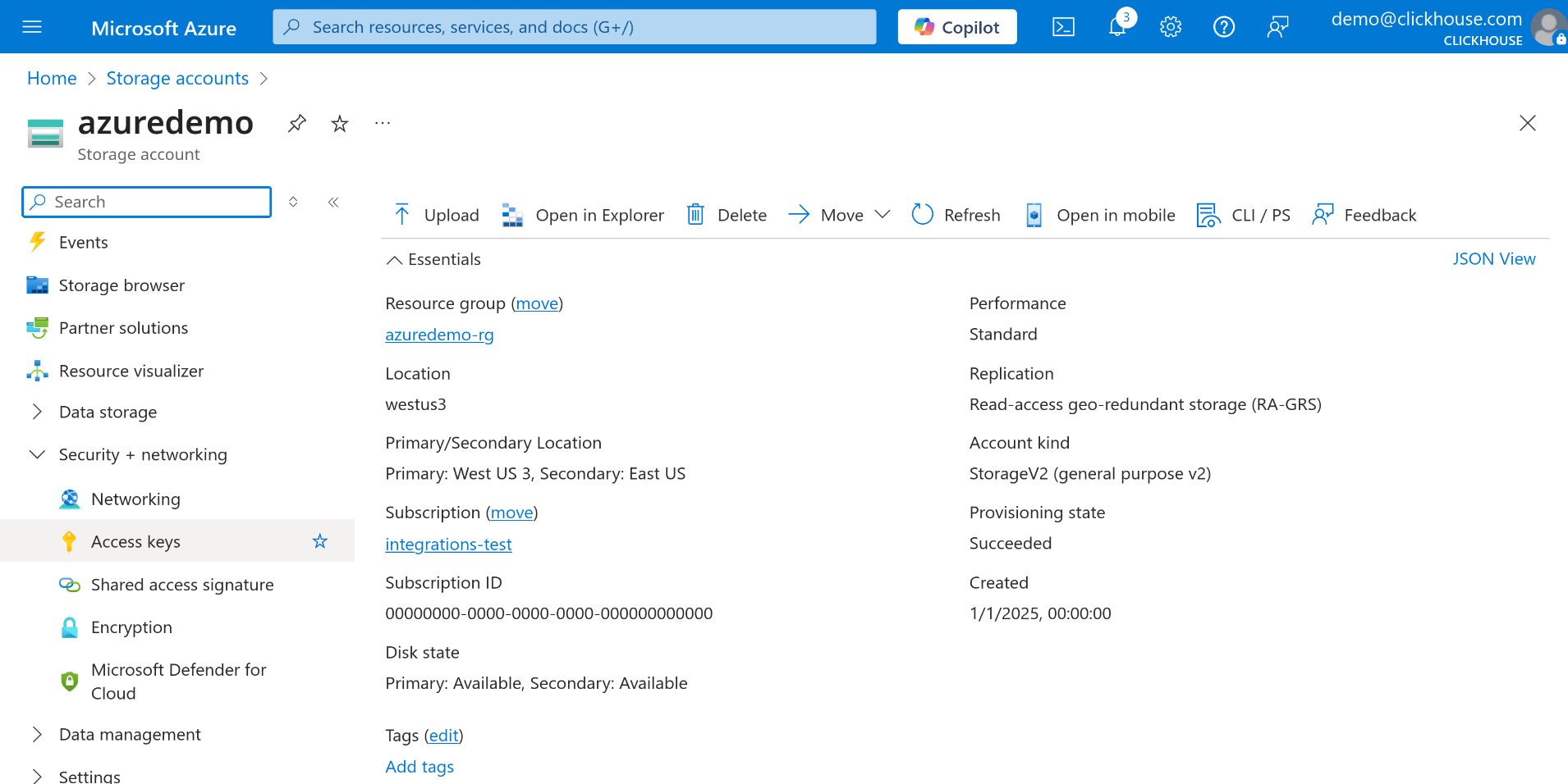 Configuración del almacén de datos de Azure