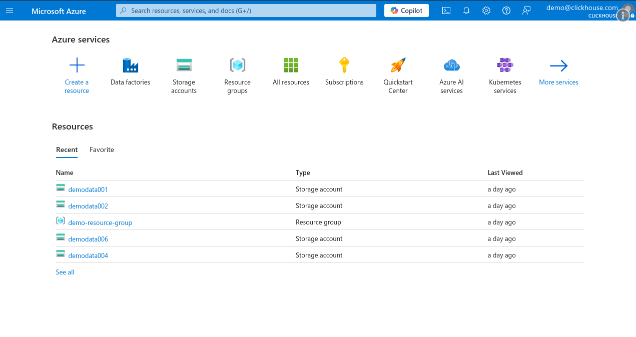 Домашняя страница Azure Portal