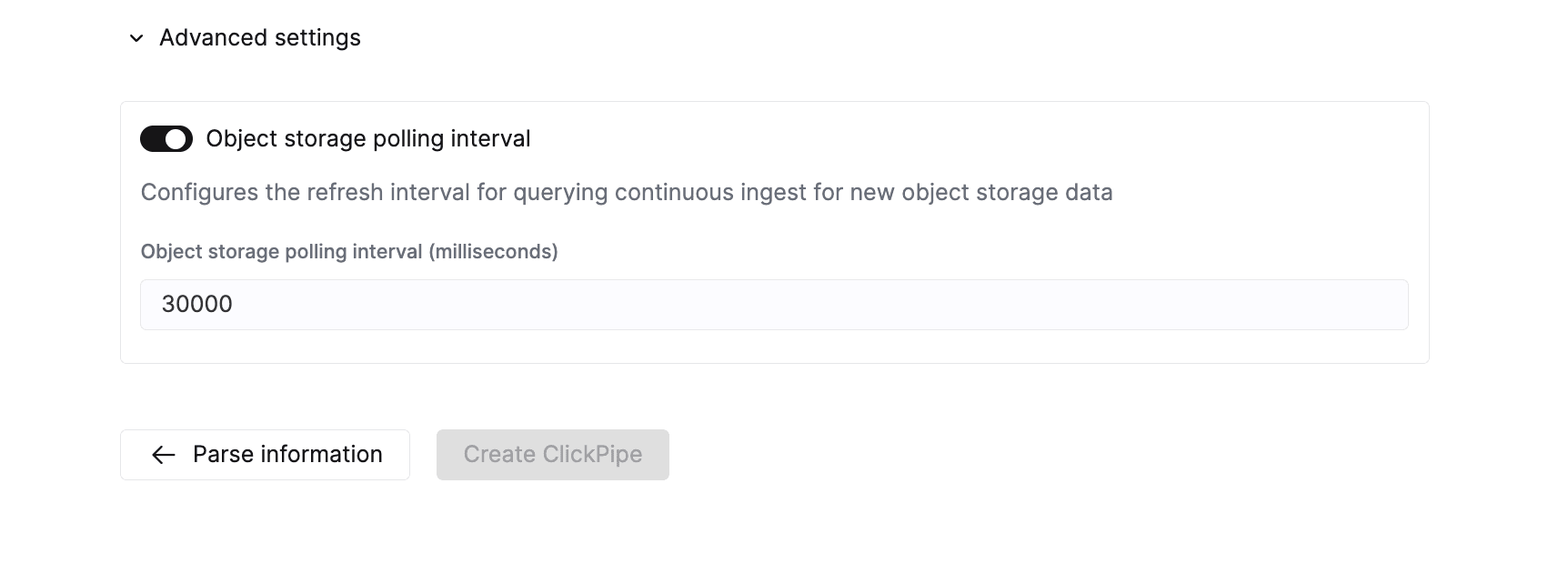 Configuración avanzada de ClickPipes