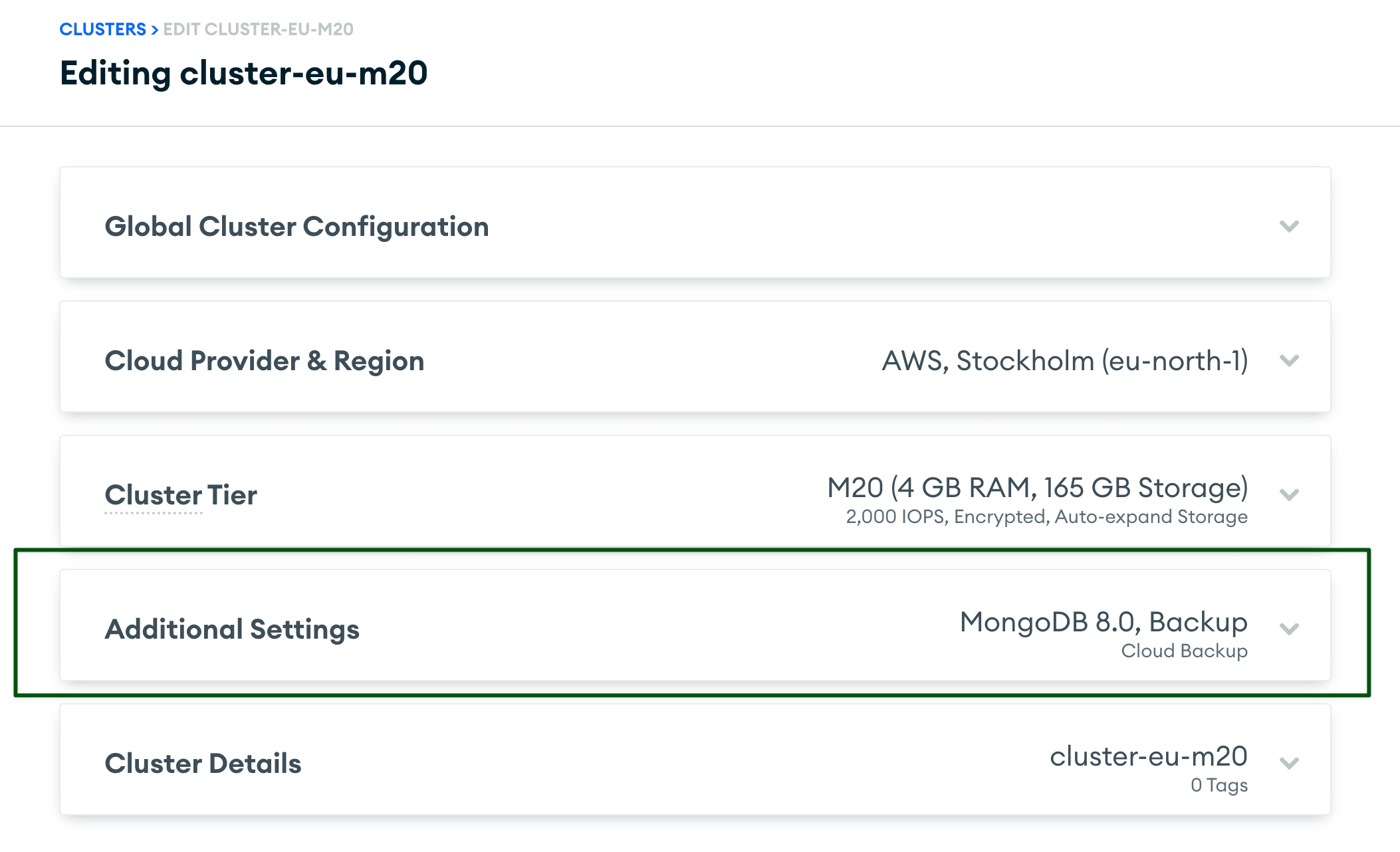 Expandir la configuración adicional