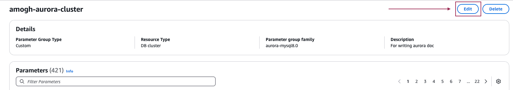 Editar grupo de parâmetros