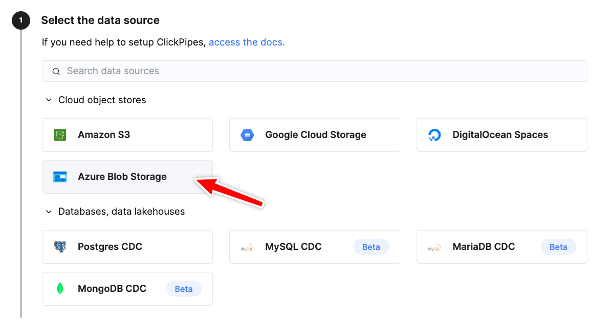 Selecionar Azure Blob Storage