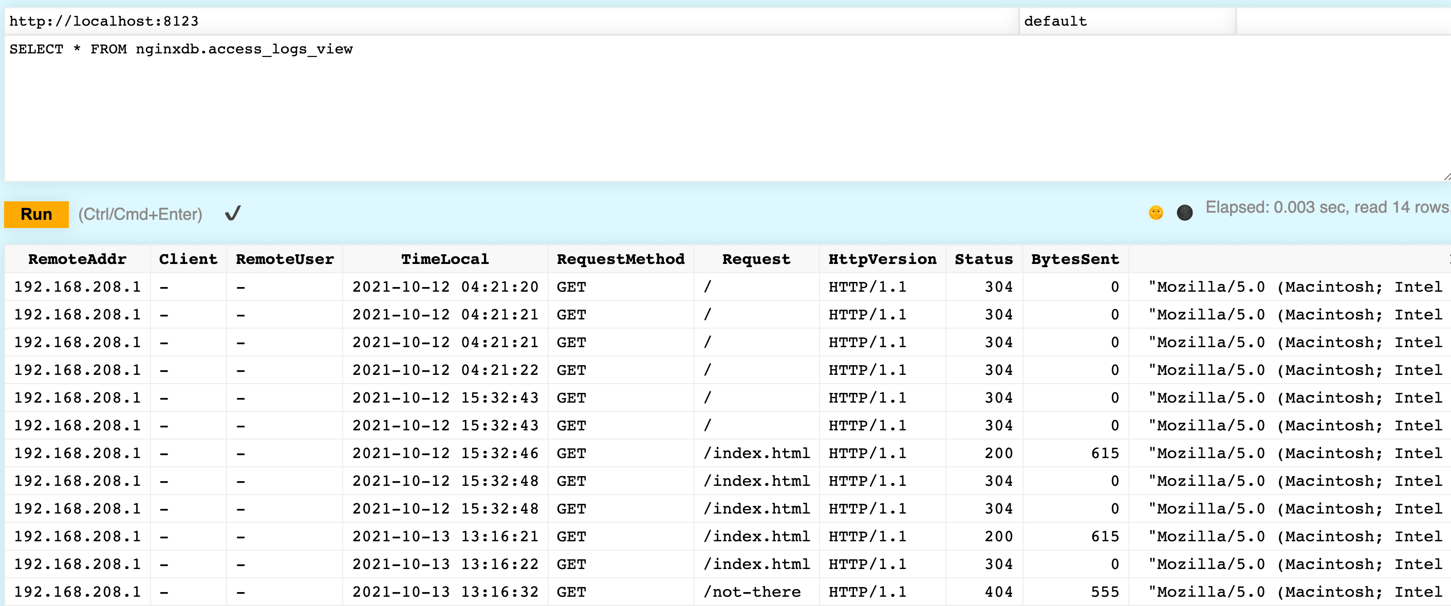 Ver los logs de ClickHouse analizados en formato de tabla