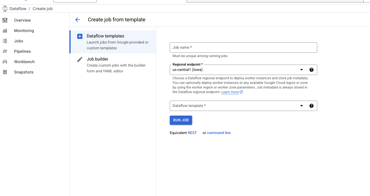DataFlow Template 초기 양식