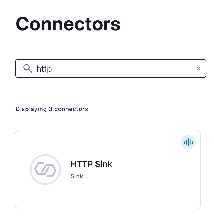 Interface Confluent Cloud montrant comment créer un HTTP Sink Connector