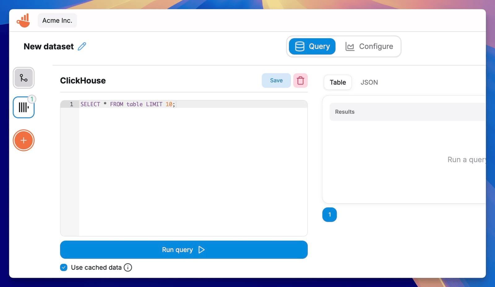 Consulta SQL de ClickHouse en Chartbrew