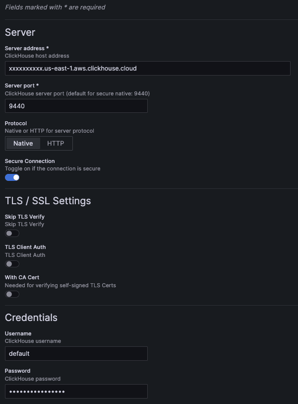 Ejemplo de configuración nativa segura