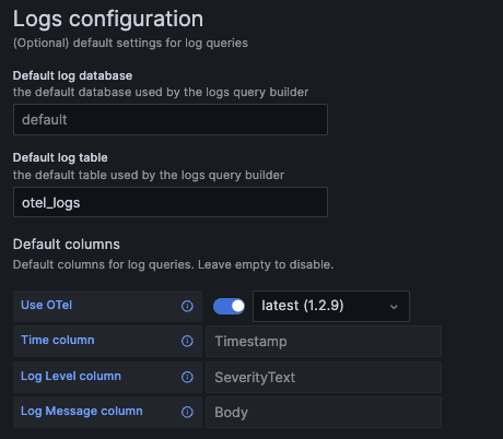 Configuración de logs