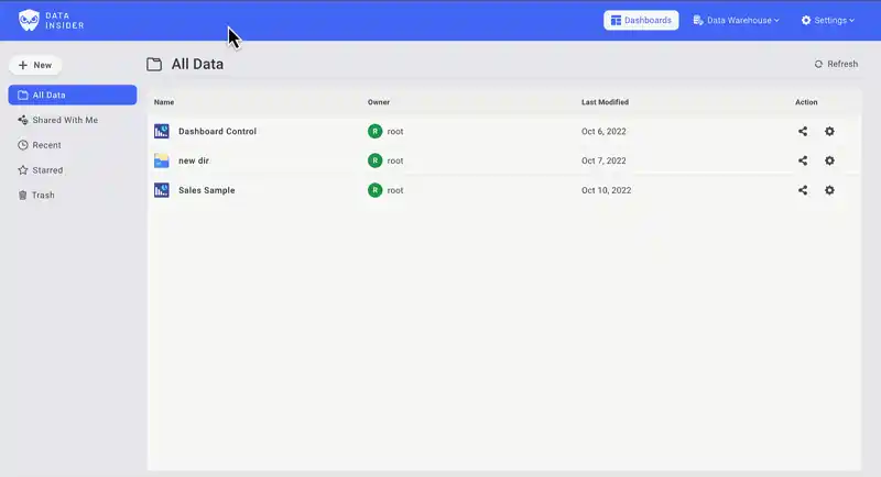 Анимация, показывающая процесс создания новой диаграммы в Rocket BI