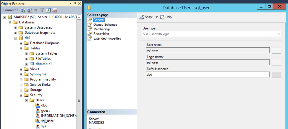 Usuário do banco de dados no MSSQL com login