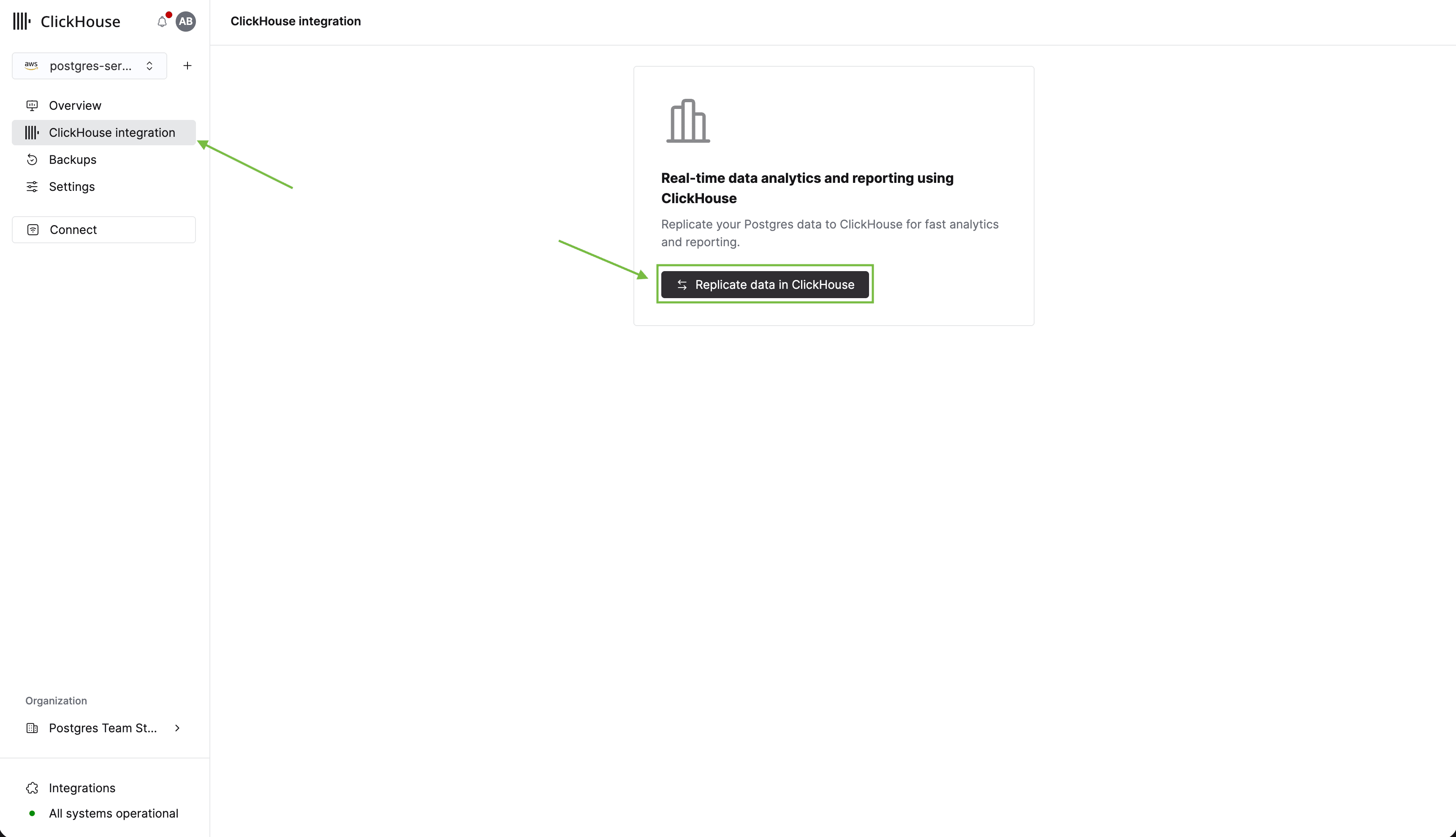 تكامل Managed Postgres فارغ