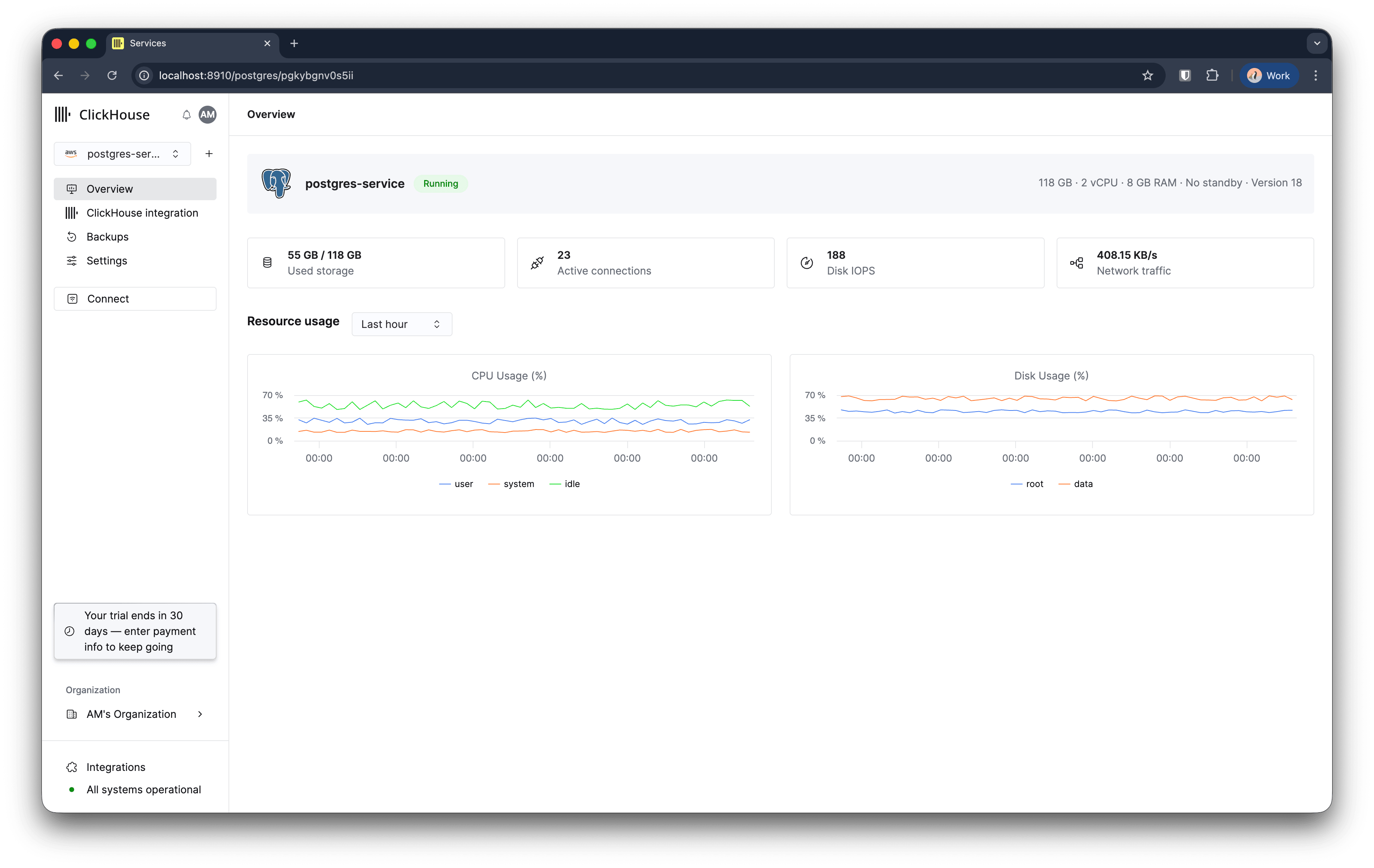 نظرة عامة على ClickHouse Managed Postgres