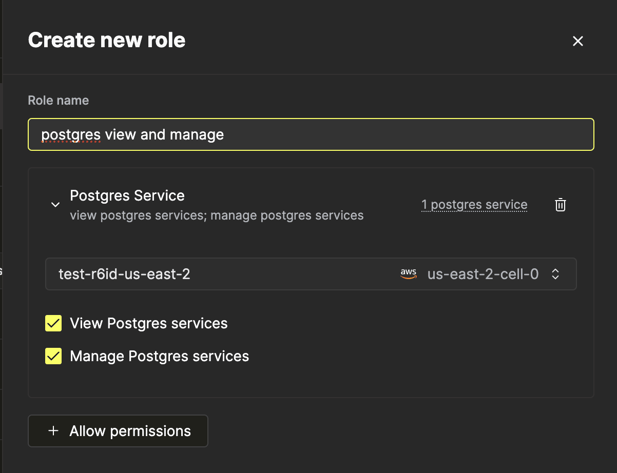 Configuración de permisos de Postgres en un rol