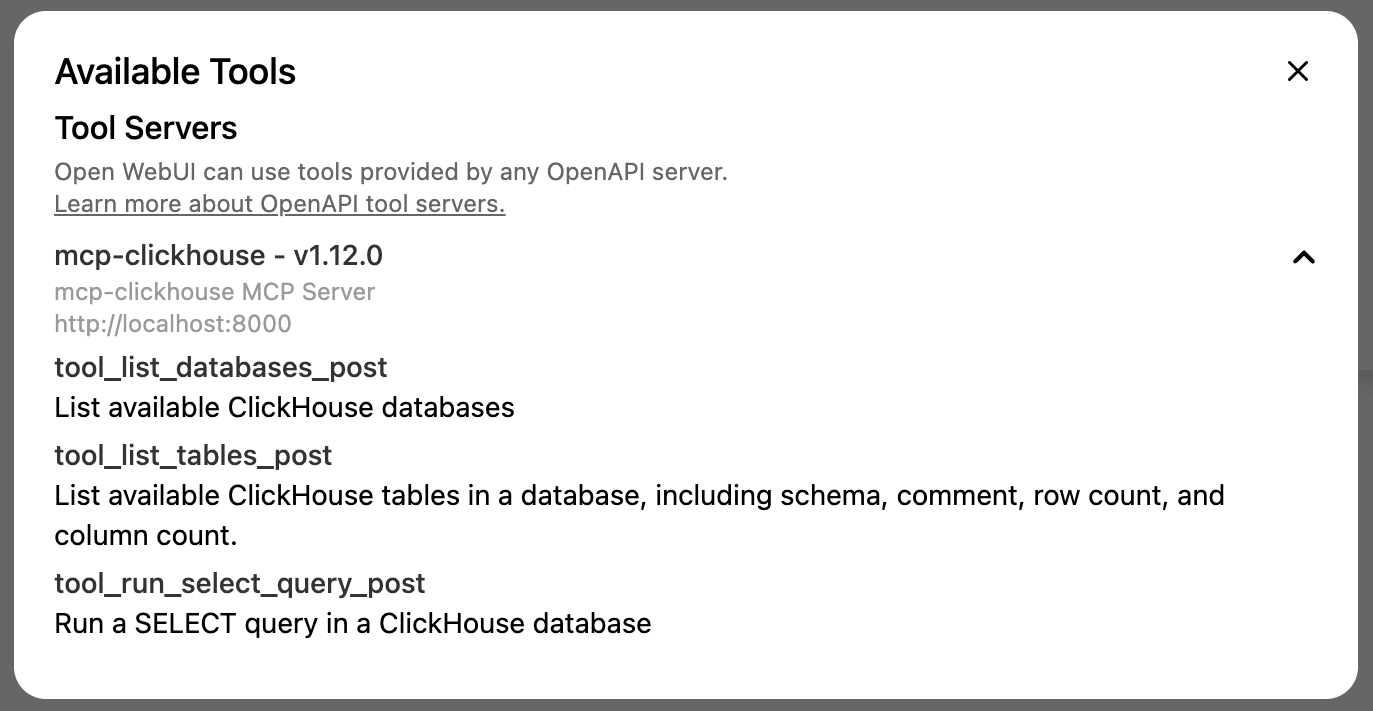 Lista de herramientas de Open WebUI