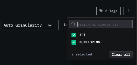 Varias etiquetas seleccionadas en el dashboard