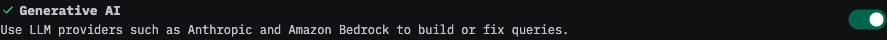 Interruptor de Generative AI en Team Settings