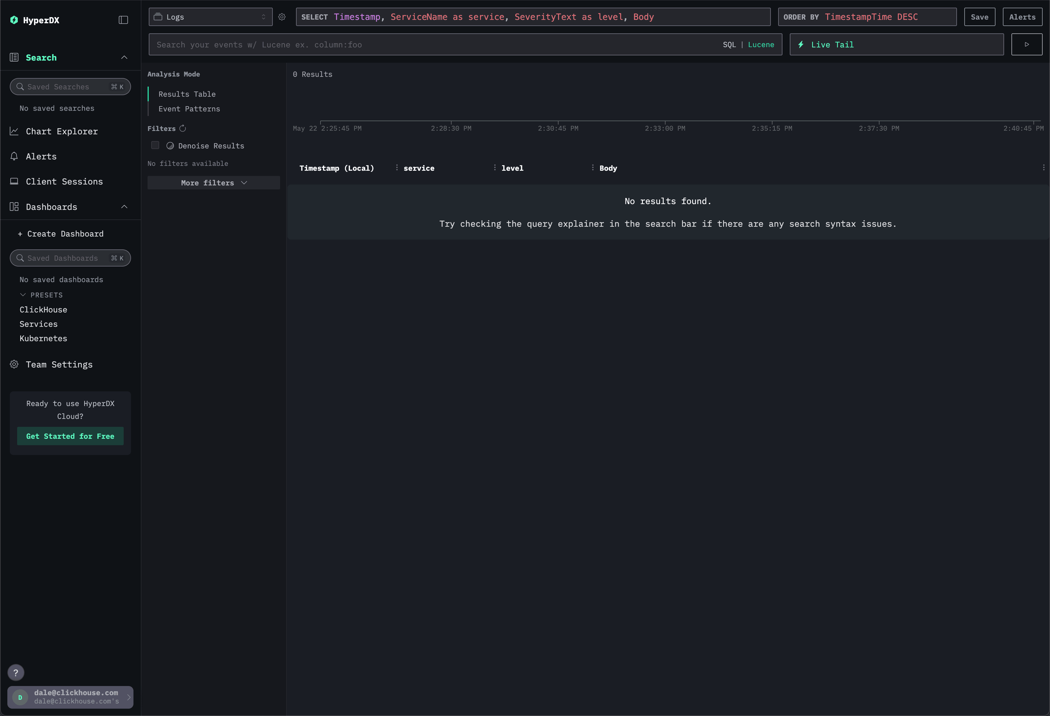 UI de ClickStack
